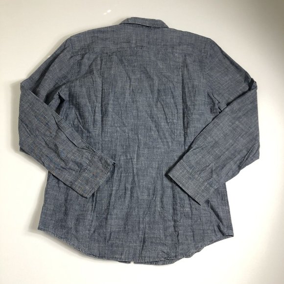 CALVIN KLEIN Jeans Men's Chambray Buttom Up Shirt size Large Gray Pockets‎ I65 - Picture 2 of 6